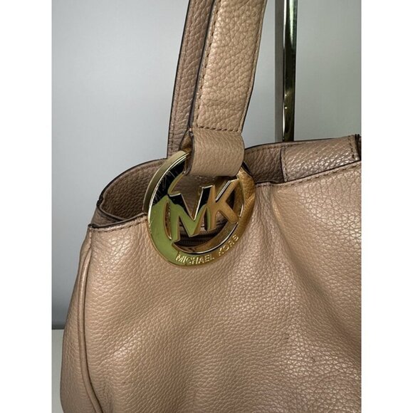 Michael Kors Fulton Purse Carmel Brown Pebbled Leather Shoulder Bag Tote Shopper - Picture 9 of 12
